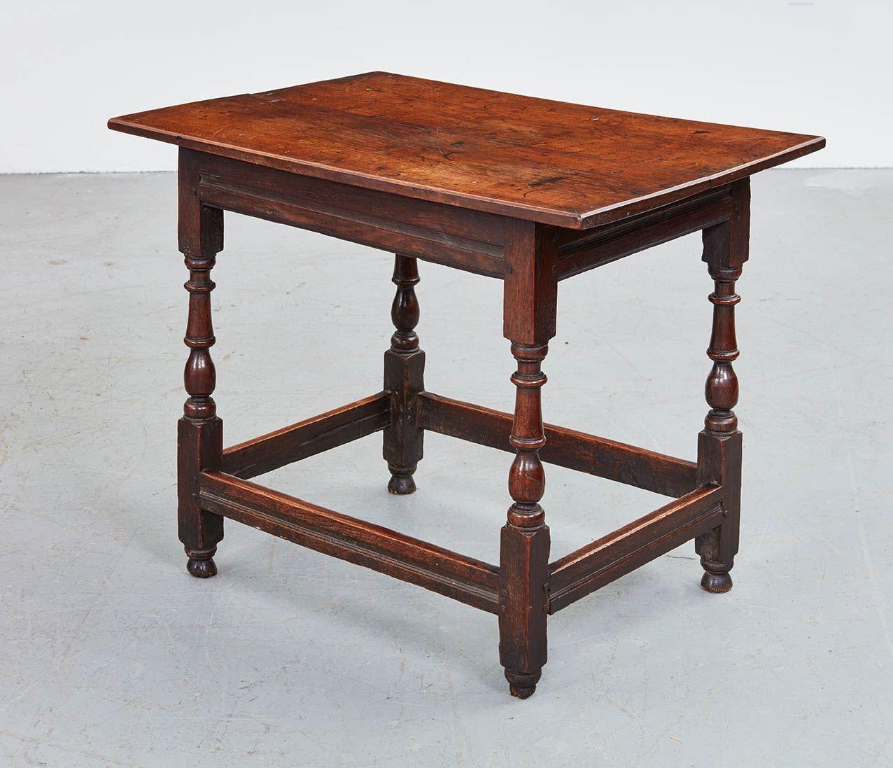 Early 18th Century Early 18th c. Box Stretcher Center Table For Sale