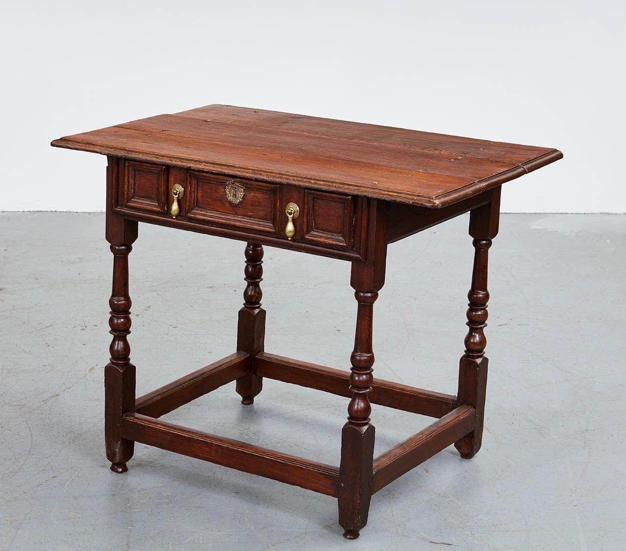 Early 18th Century Early 18th c. English Oak Single Drawer Table For Sale