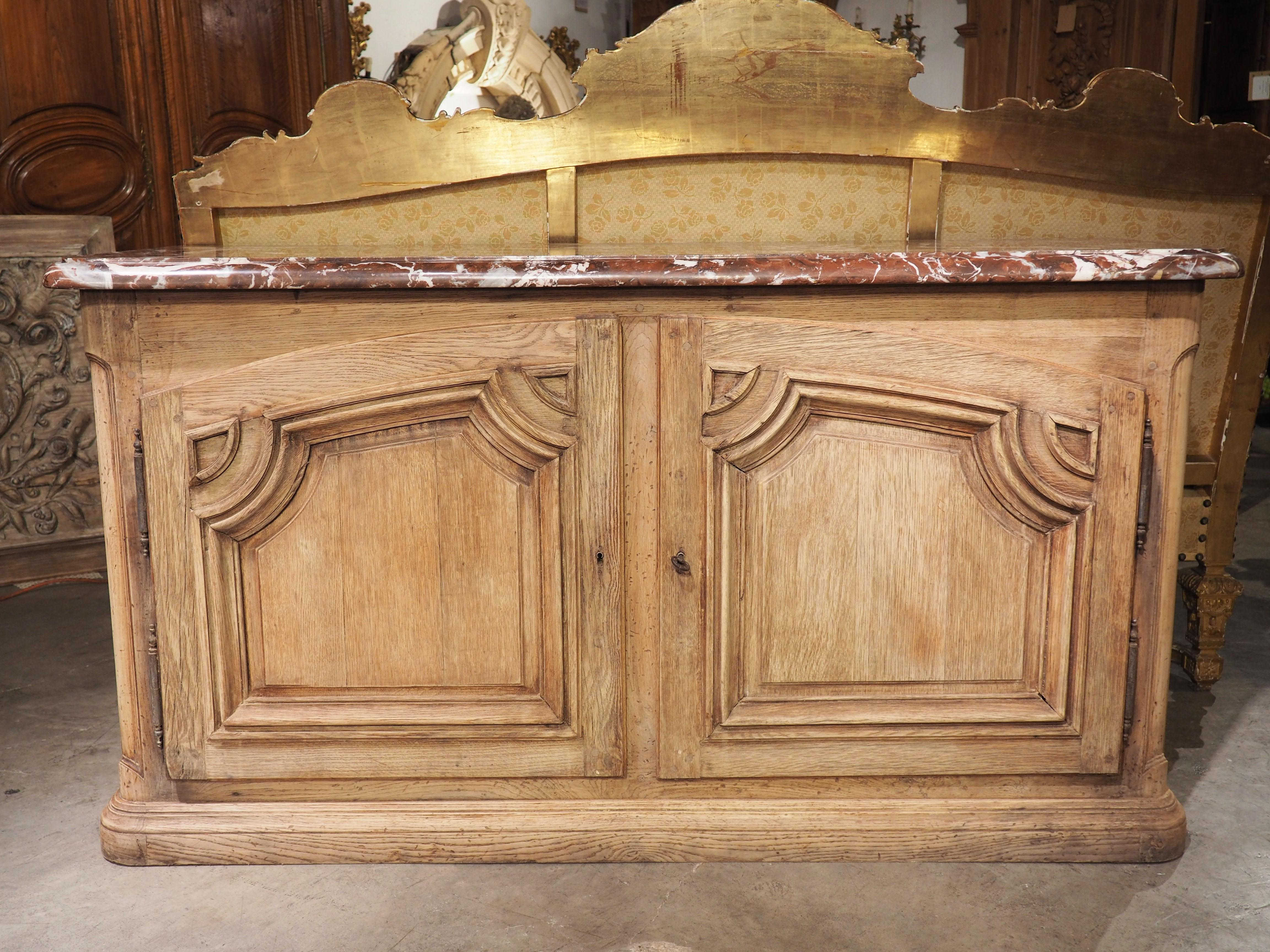 Early 18th C. French Oak Buffet De Chasse with Rouge De Languedoc Marble Top 4