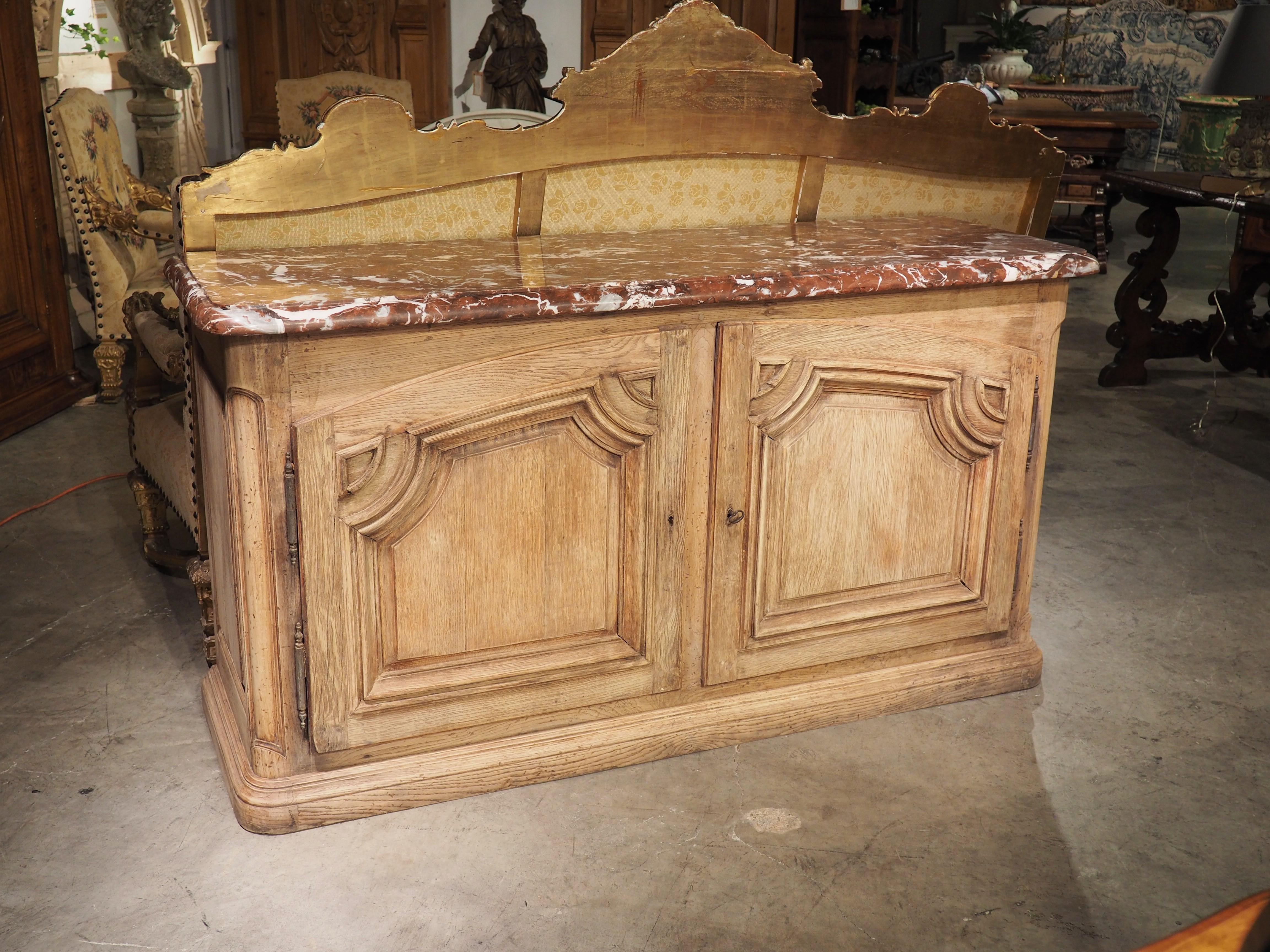 Early 18th C. French Oak Buffet De Chasse with Rouge De Languedoc Marble Top 13