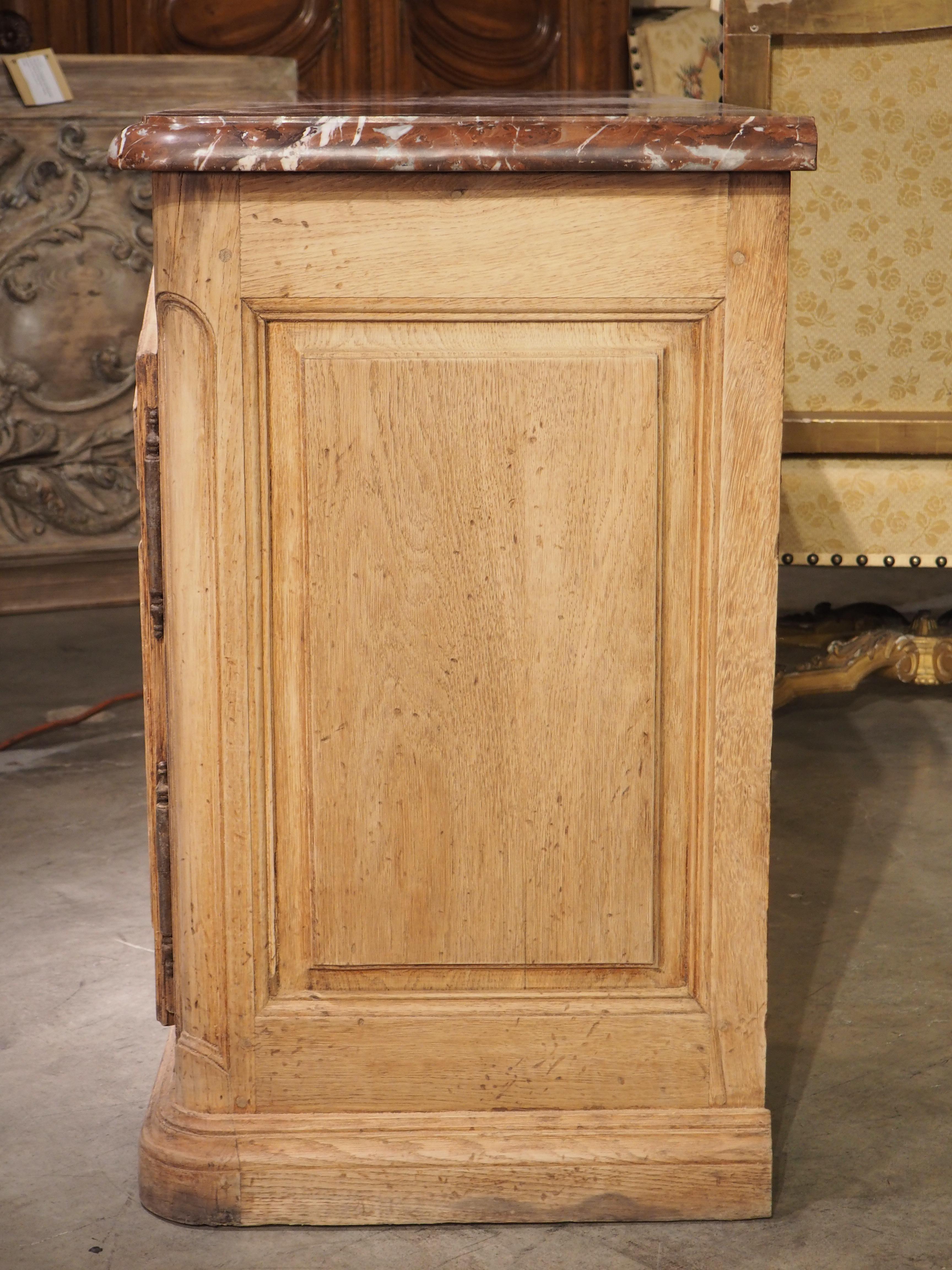 Early 18th C. French Oak Buffet De Chasse with Rouge De Languedoc Marble Top 14