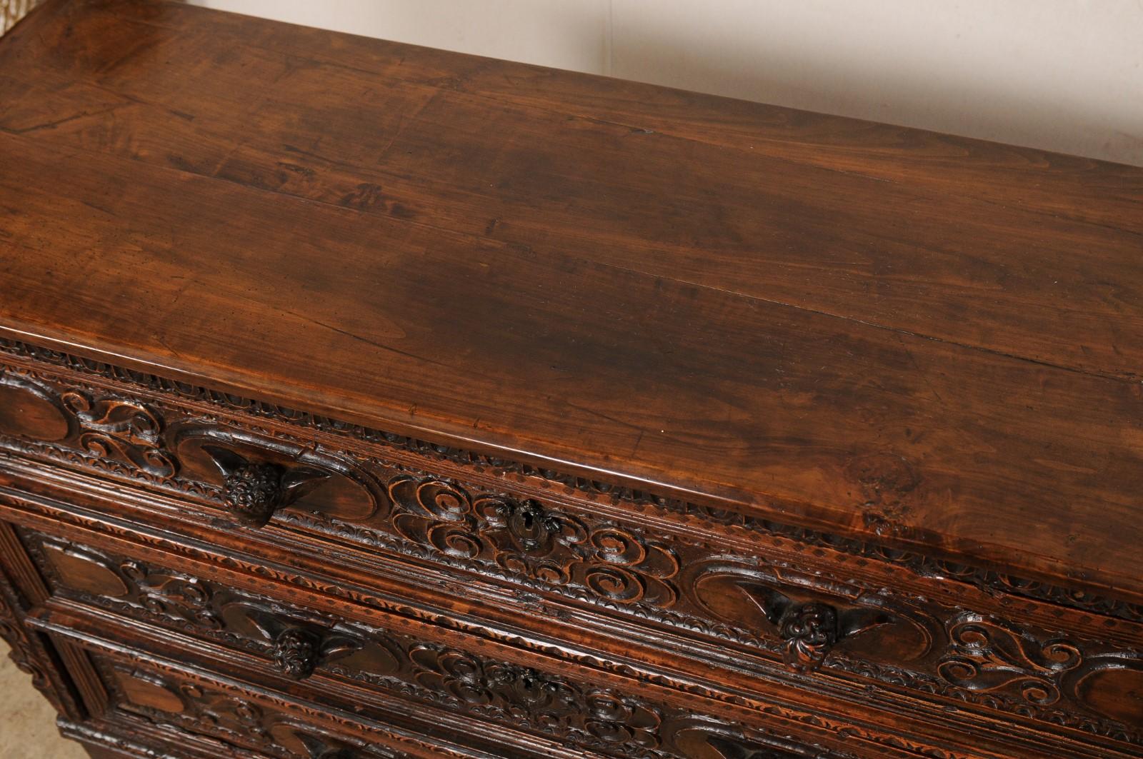 Early 18th C Italian Elaborately-Embellished Commode w/Putti Carved Drawer Pulls For Sale 1