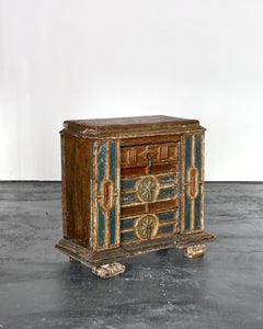 Early 18th C. Spanish Gilded & Painted Chest Of Drawers/Commode