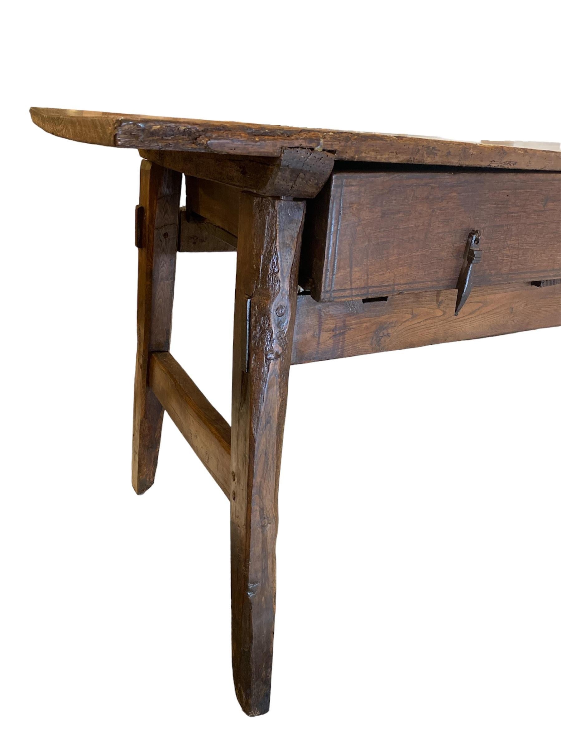 Early 18th Century Antique 3 Drawer 
Beautiful Iron Original Handles 
Desk & Console 