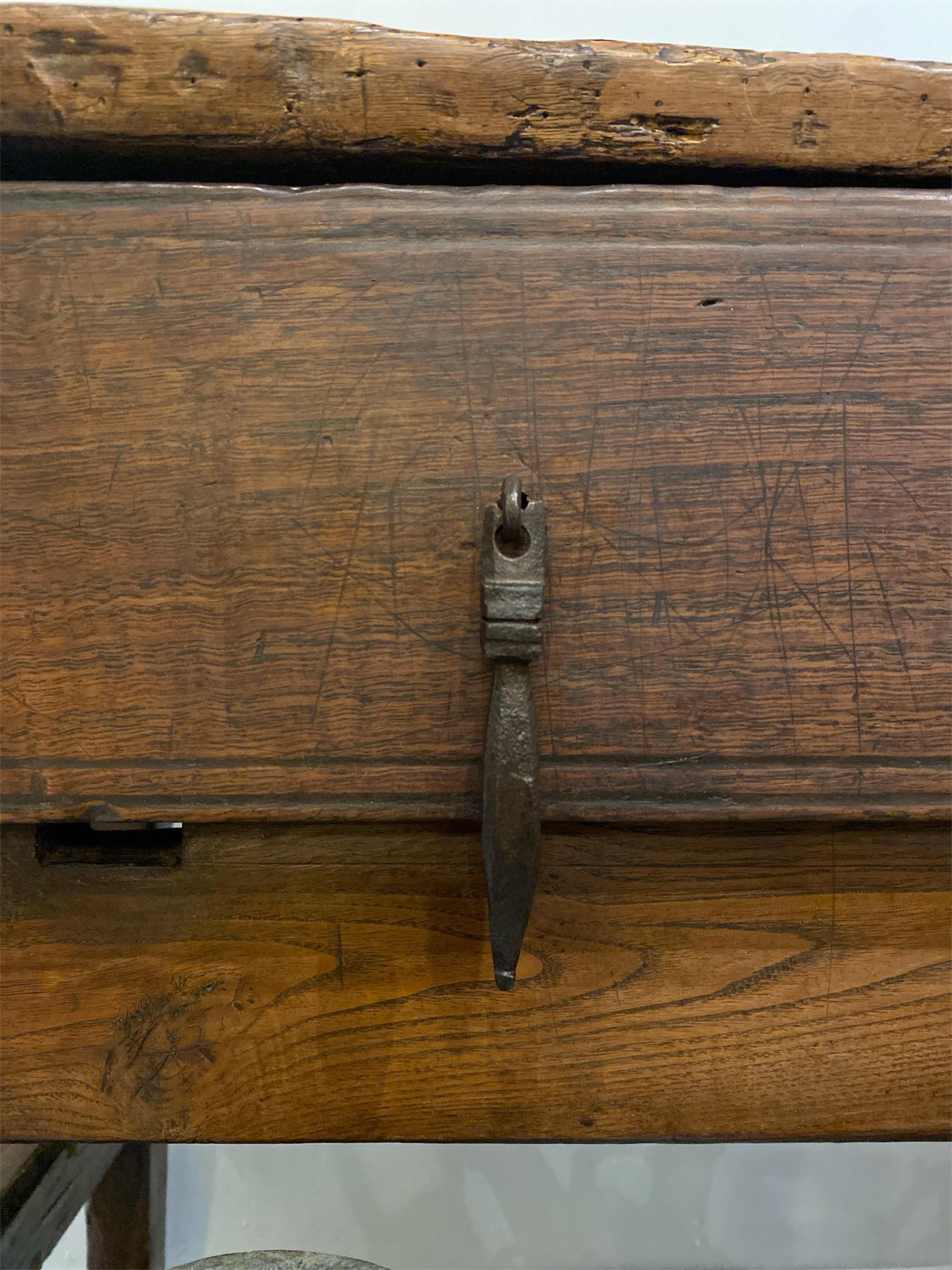 Spanish Early 18th Century 3 Drawer Iron Handle Desk& Console