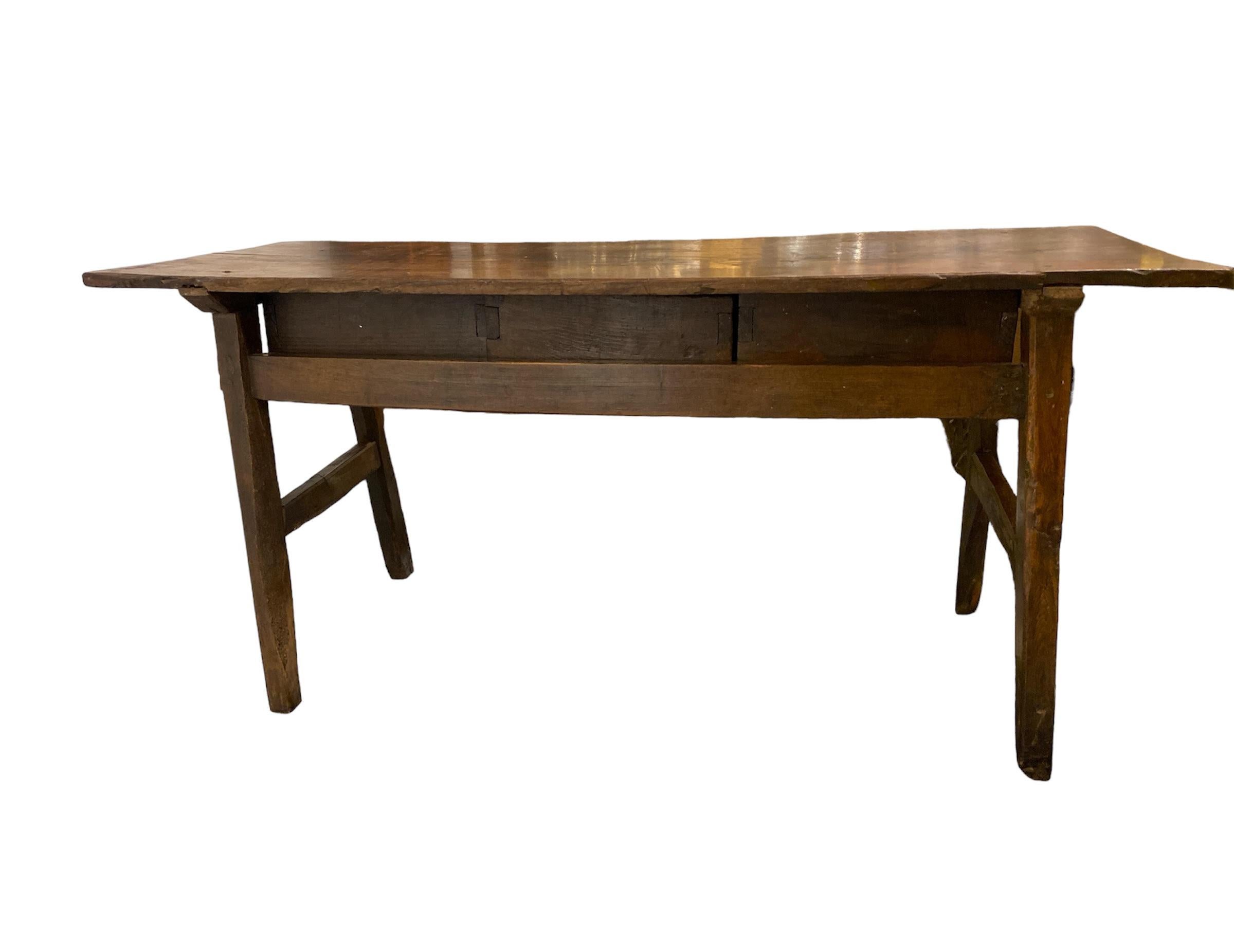 Early 18th Century 3 Drawer Iron Handle Desk& Console 3