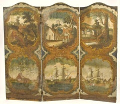 Frühes 18. Jahrhundert 3-Panel-Faltwand, Französisch