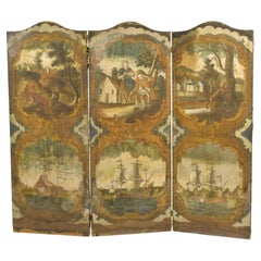 Antique Early 18th Century 3-Panel Folding Screen, French