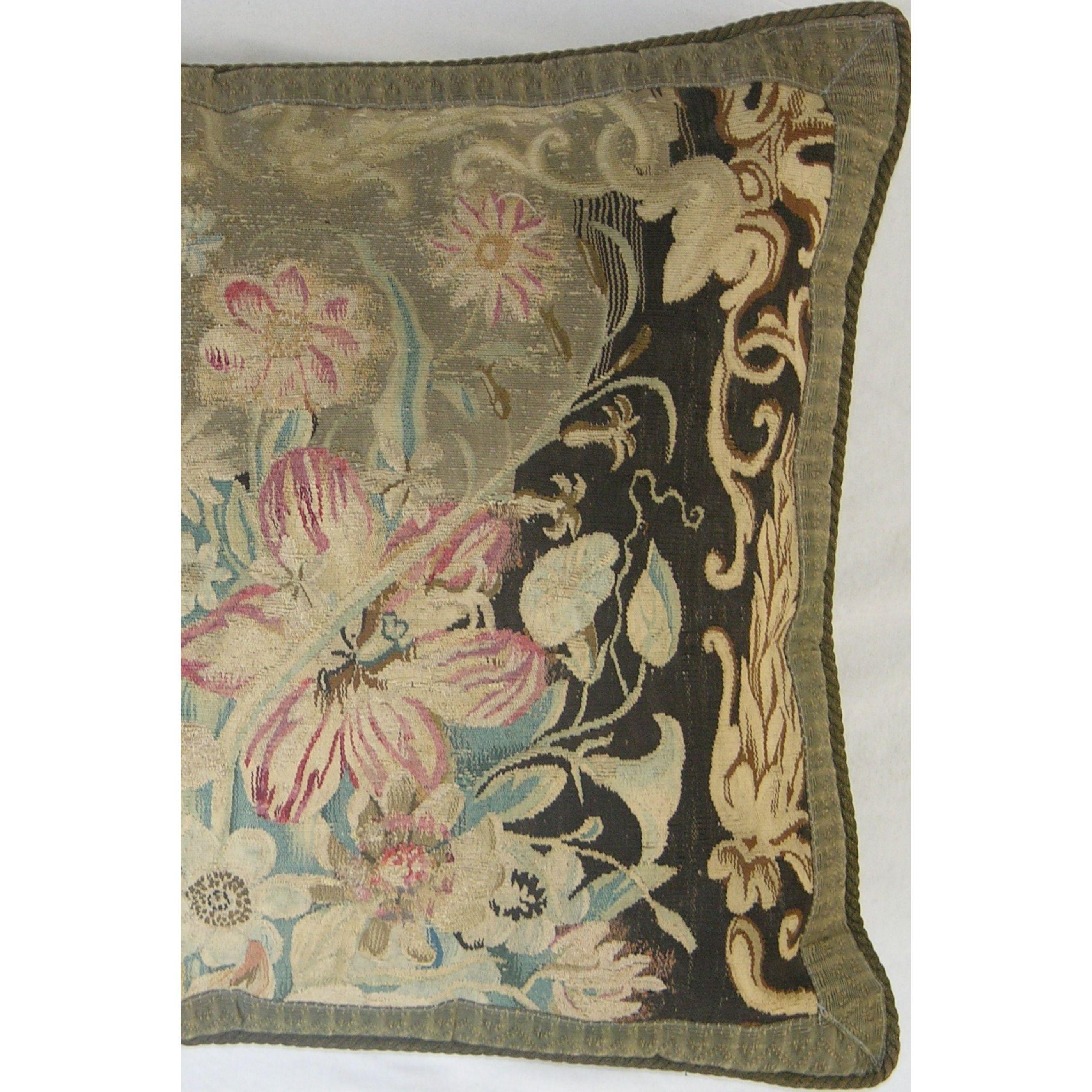 Empire Early 18th Century Antique French Aubusson Tapestry Pillow For Sale