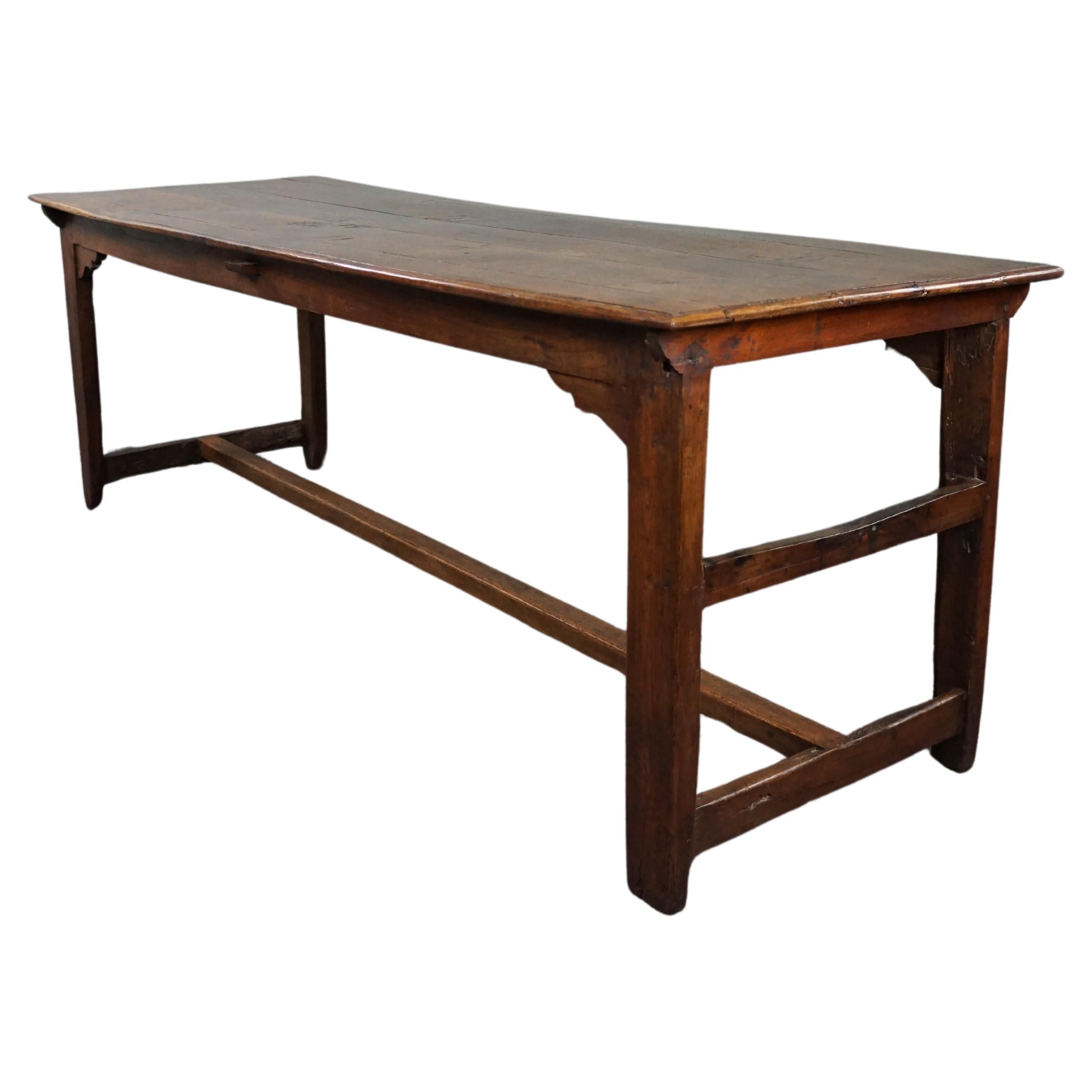 Early 18th-century antique French oak dining table in a beautiful size For Sale