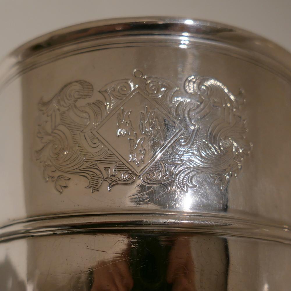 Britannia Standard Silver Early 18th Century Antique Queen Anne Britannia Silver Cup & Cover, London, 1705 For Sale