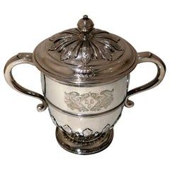 Early 18th Century Antique Queen Anne Britannia Silver Cup & Cover, London, 1705