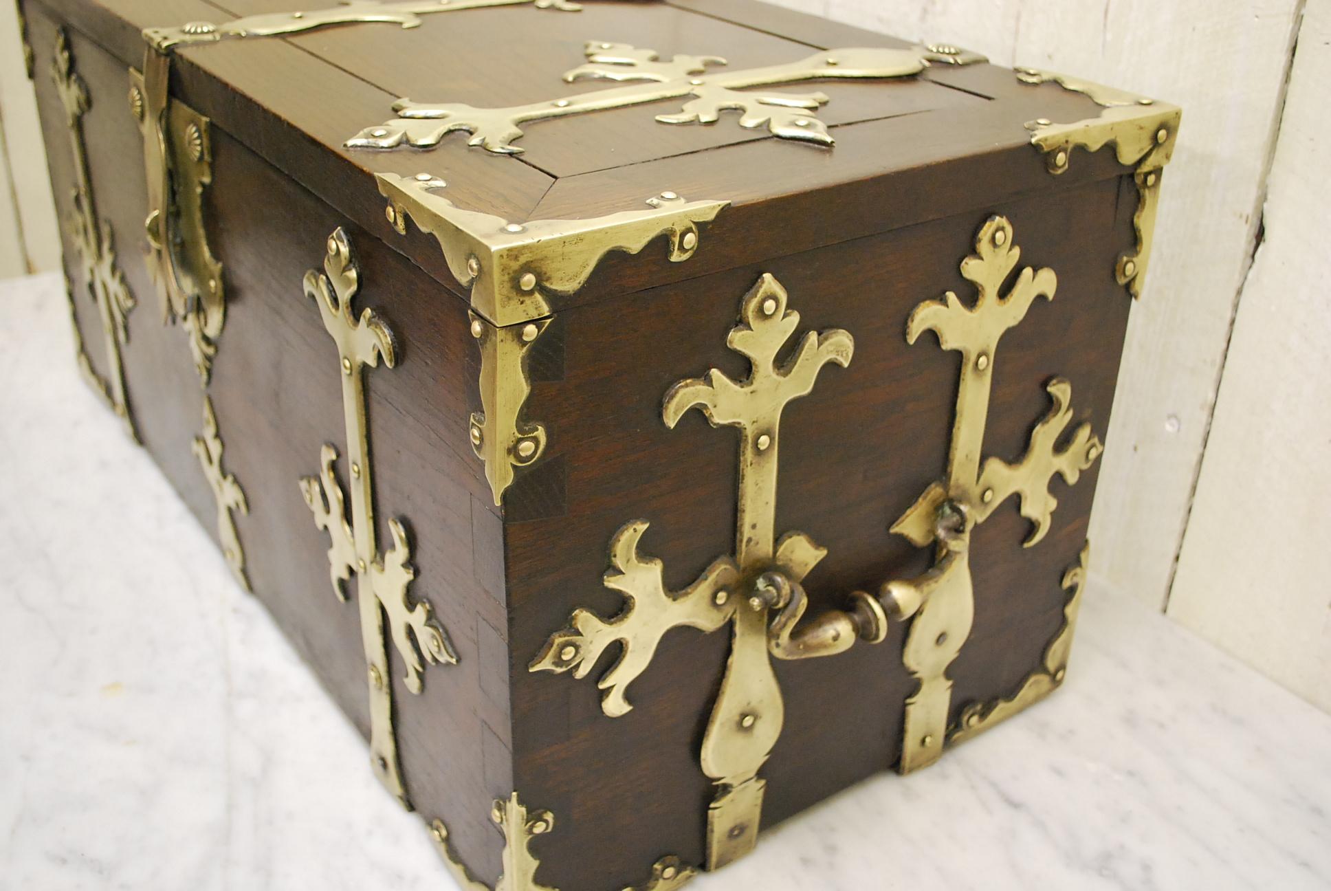 Renaissance Early 18th Century Antique Spanish Strong Box or Treasure Chest For Sale