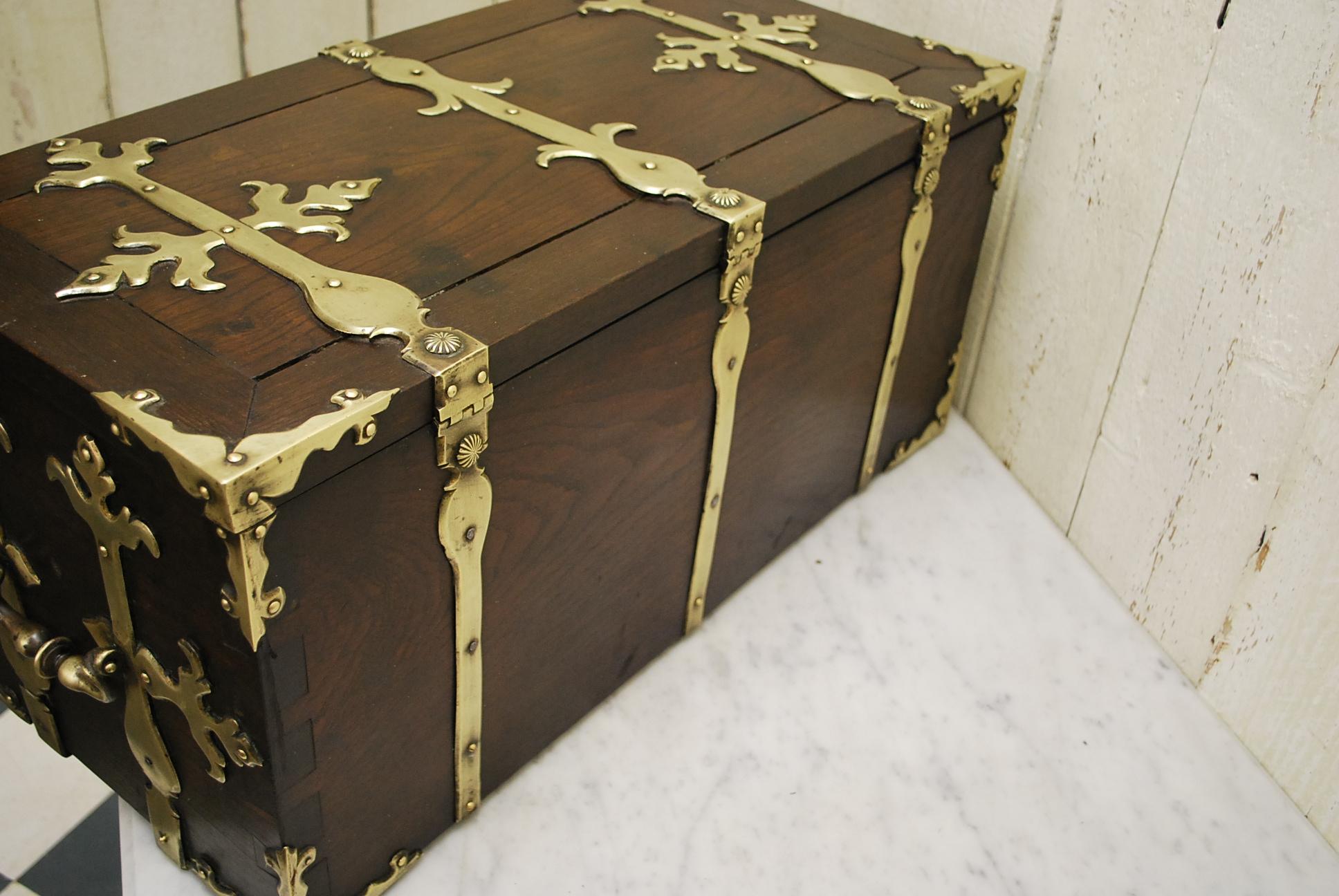 Early 18th Century Antique Spanish Strong Box or Treasure Chest For Sale 1