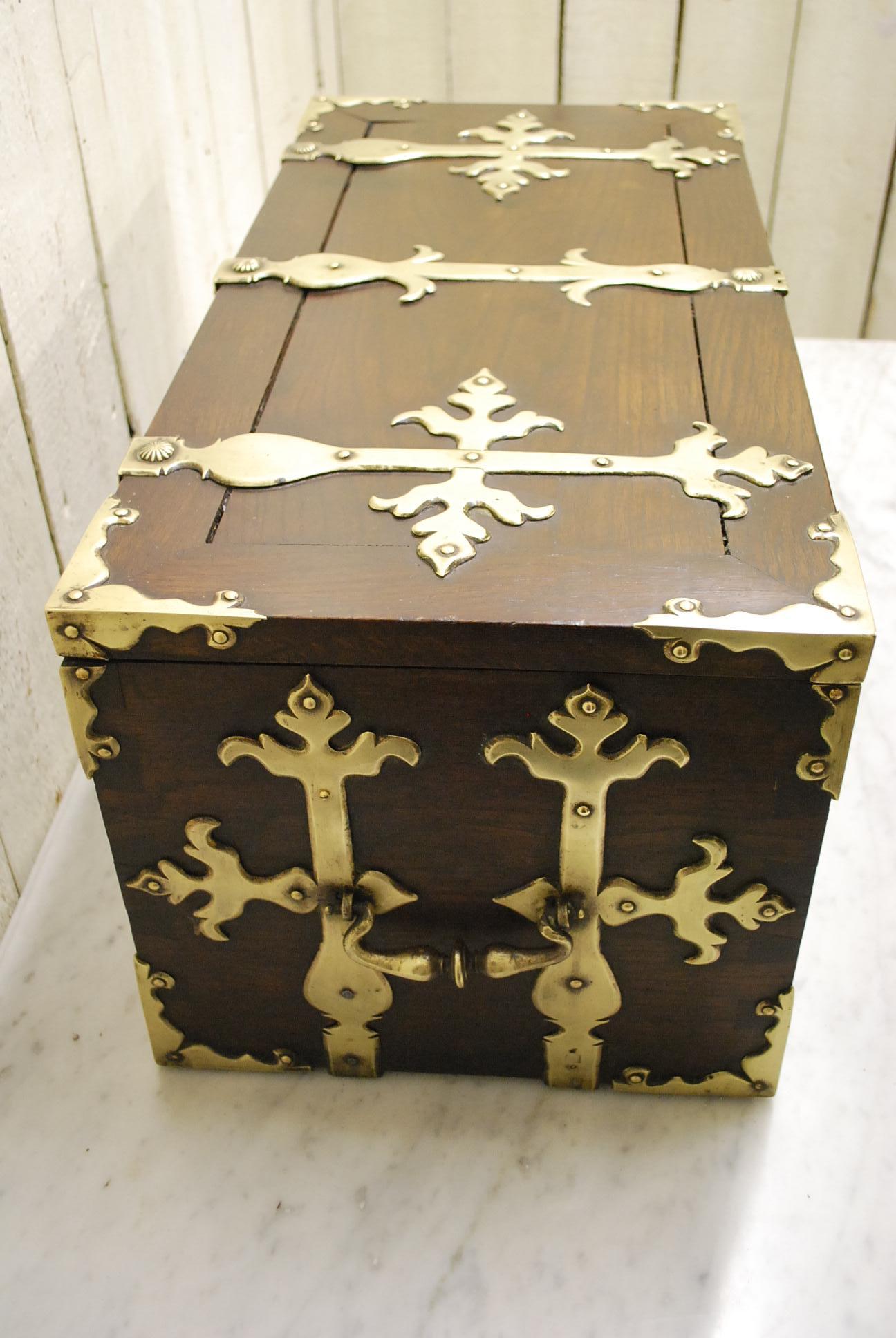Early 18th Century Antique Spanish Strong Box or Treasure Chest For Sale 2