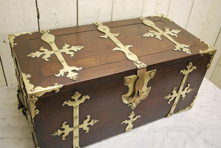 Early 18th Century Antique Spanish Strong Box or Treasure Chest For Sale at 1stDibs