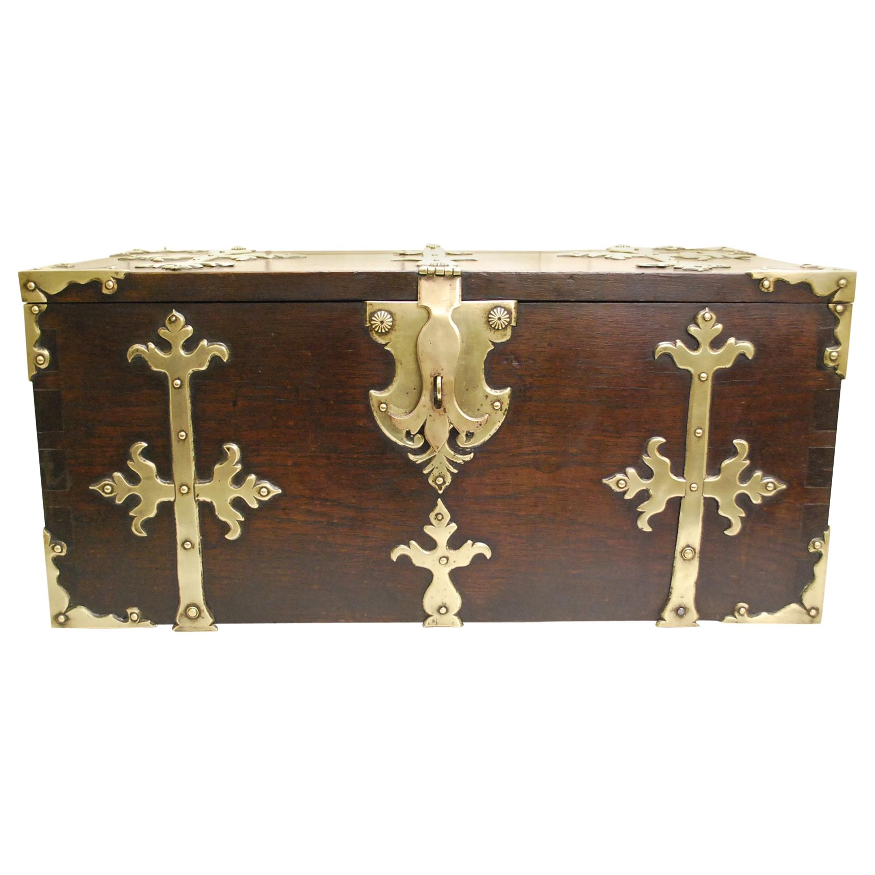 Early 18th Century Antique Spanish Strong Box or Treasure Chest For Sale