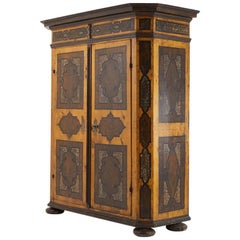 Early 18th Century Austrian Painted Pine Armoire with Geometric Pattern