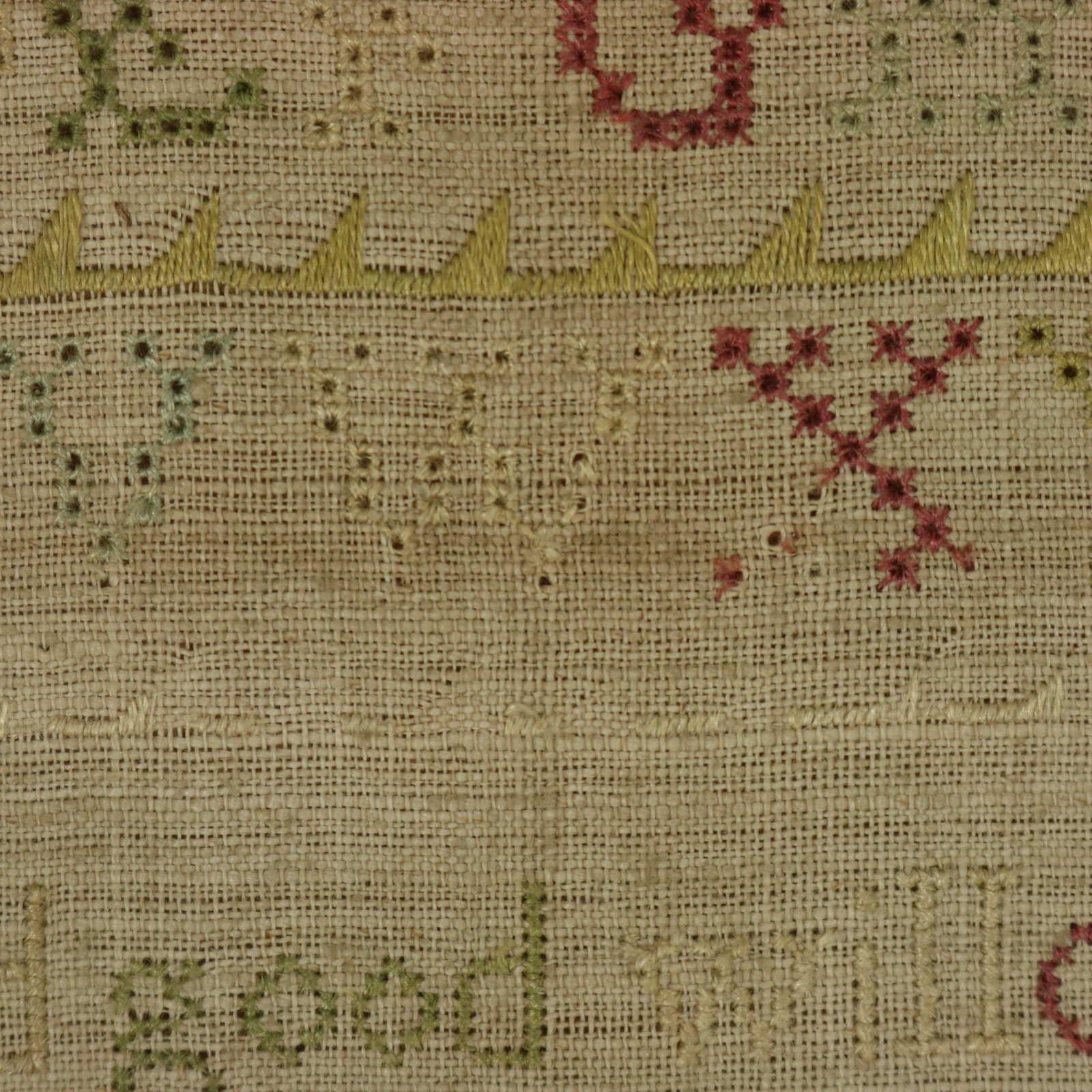 Early 18th Century Band Sampler, 1713, by Ann Arner For Sale 11