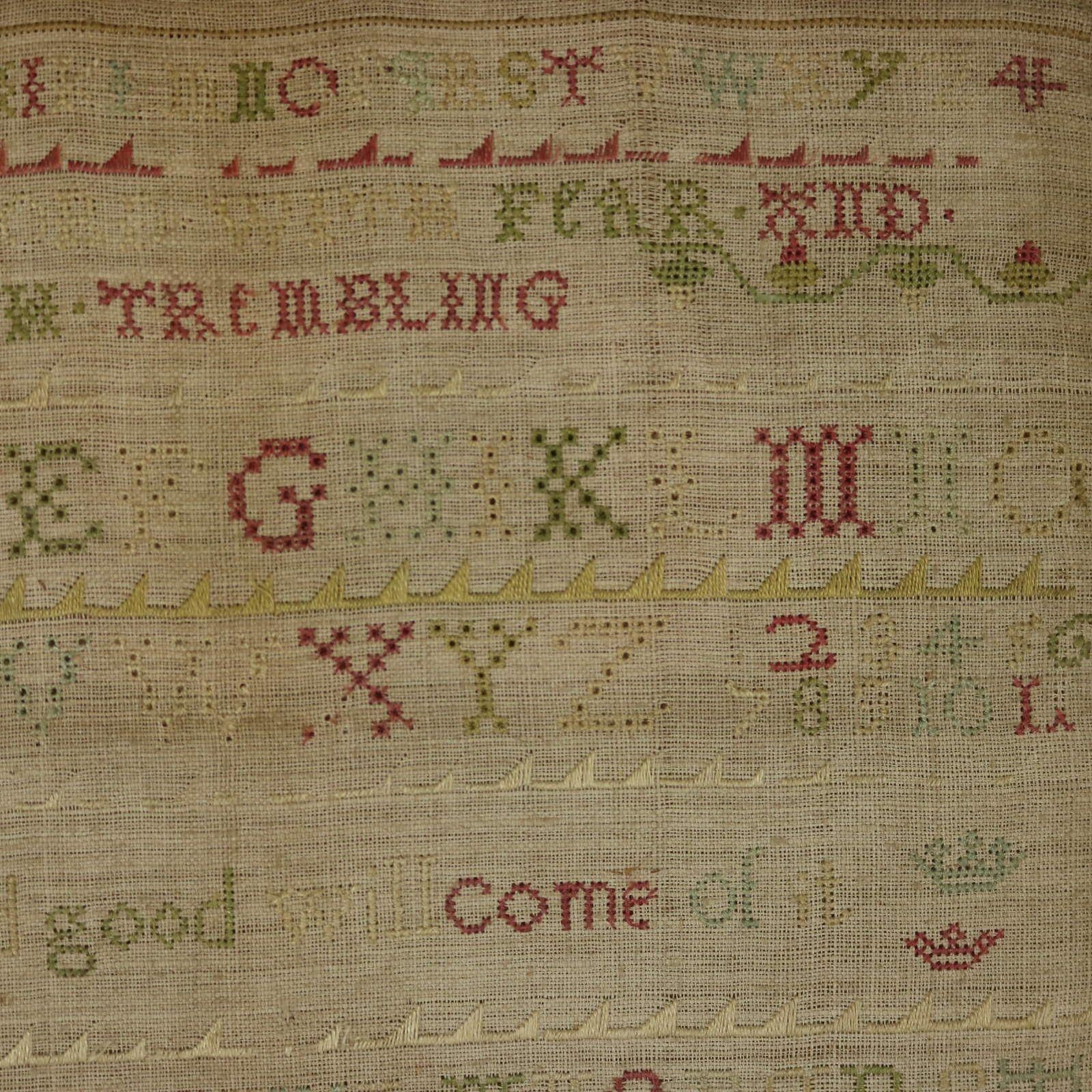 Early 18th Century Band Sampler, 1713, by Ann Arner For Sale 11