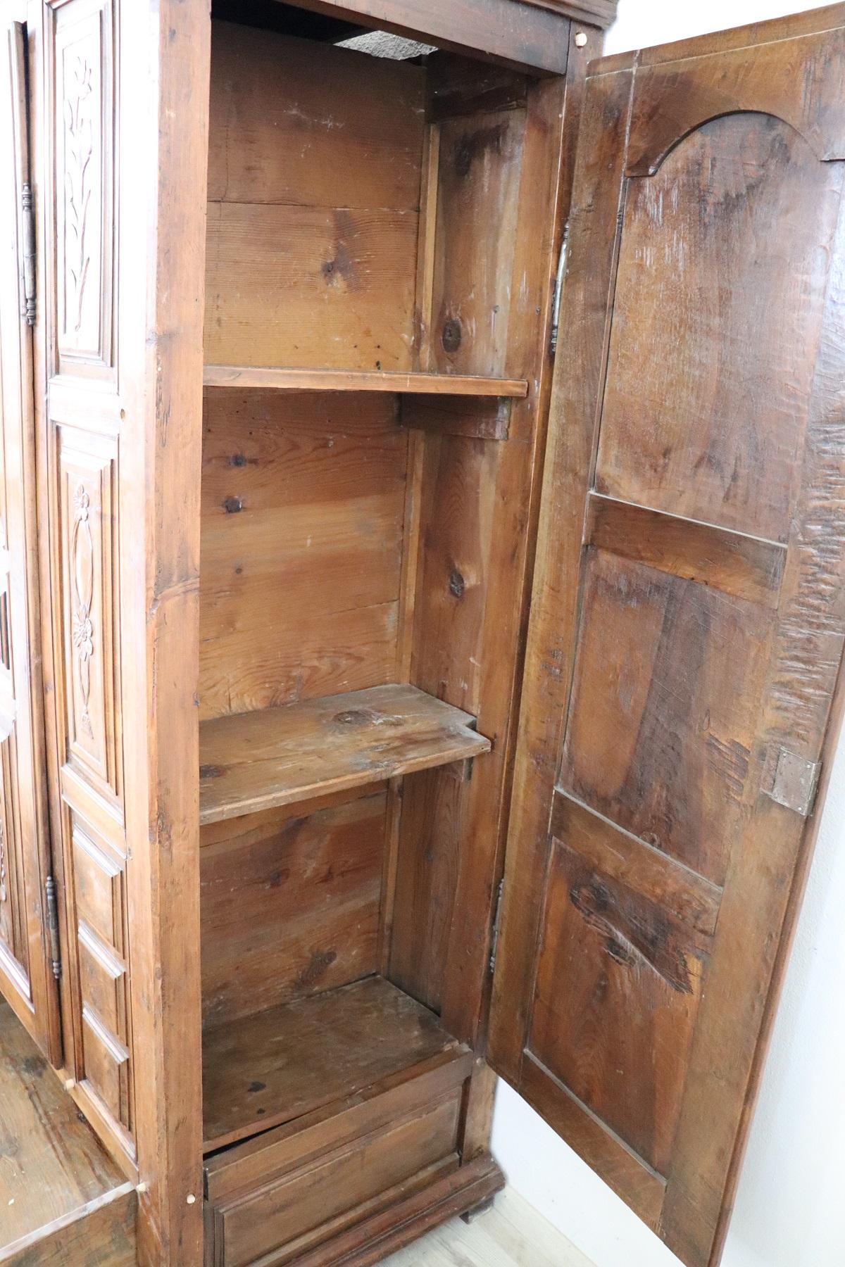 Early 18th Century Baroque Carved Walnut Antique Wardrobe, Cabinet with Secrets 6