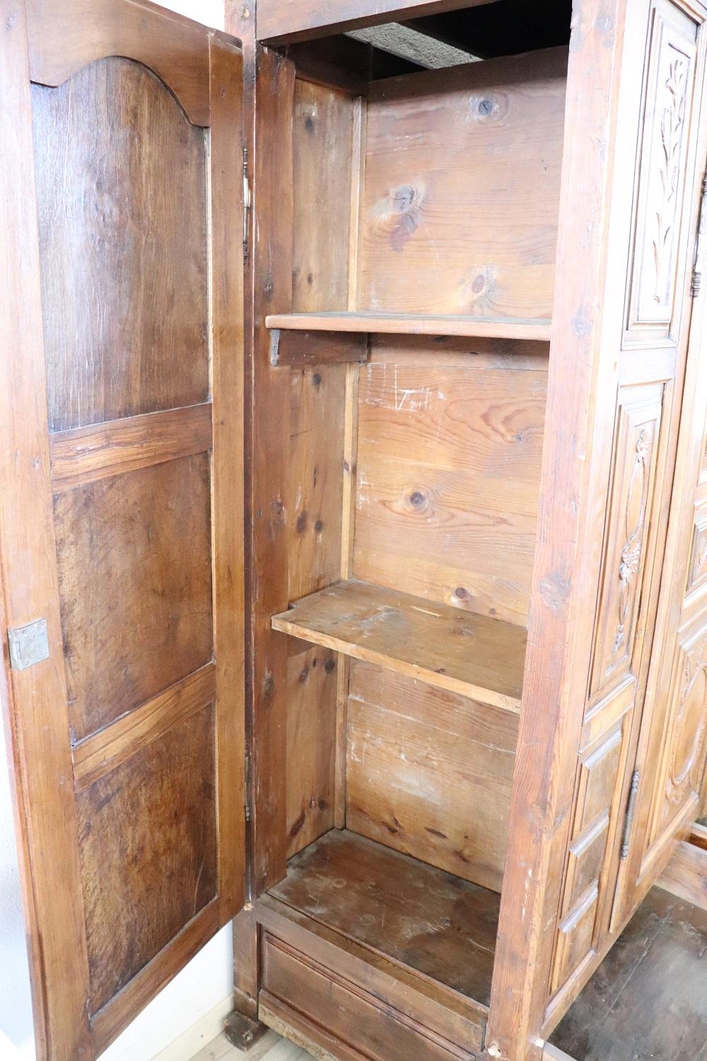 Early 18th Century Baroque Carved Walnut Antique Wardrobe, Cabinet with Secrets 8