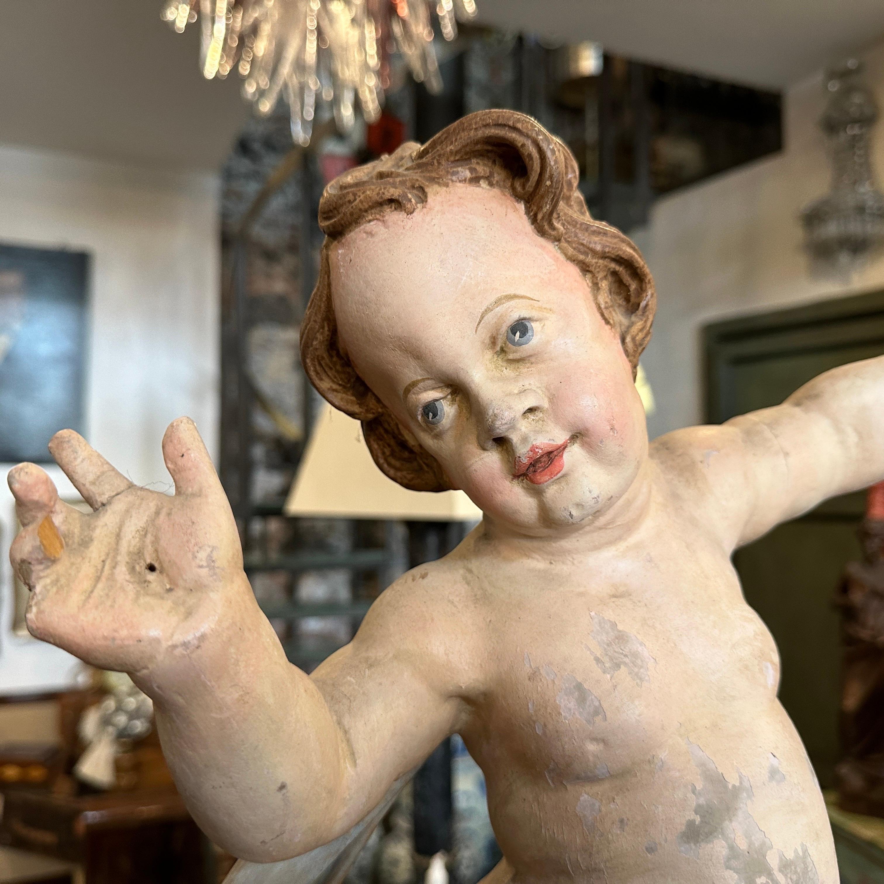 Early 18th Century Baroque Italian Sculpture of an Angel For Sale 7