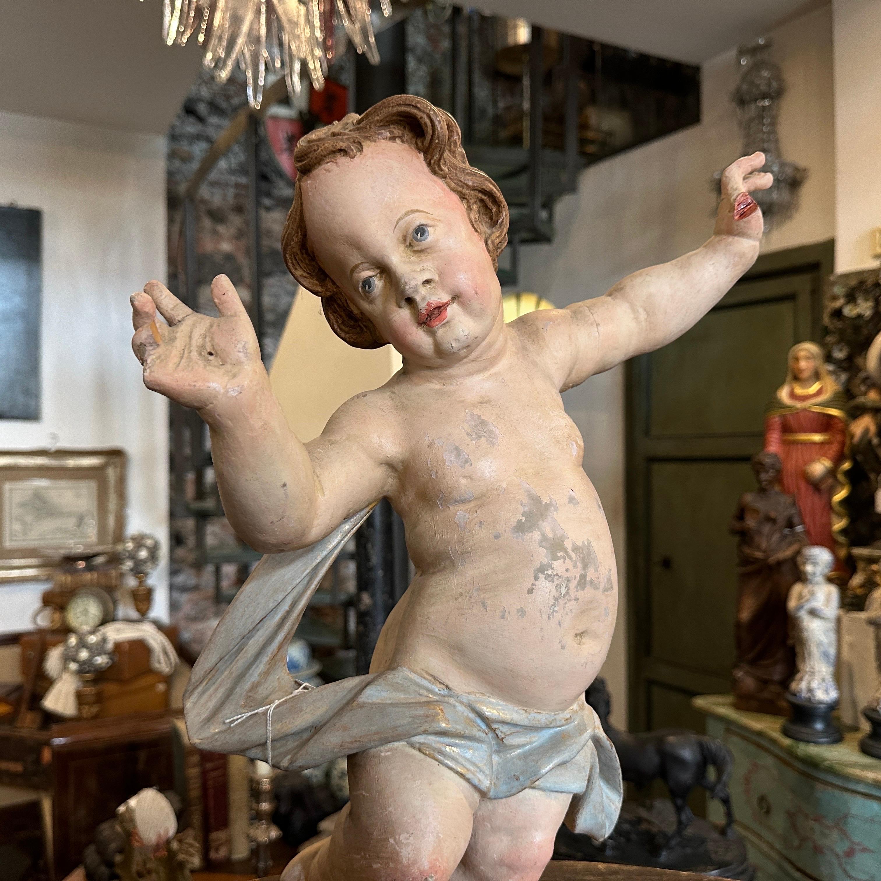 Early 18th Century Baroque Italian Sculpture of an Angel For Sale 10