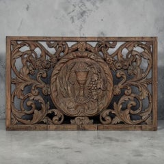 Early 18th Century Baroque Period Pierce-Carved Oak Decorative Communion Panel