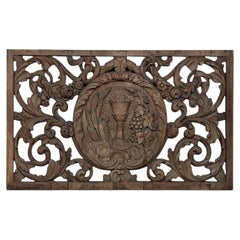 Early 18th Century Baroque Period Pierce-Carved Oak Decorative Communion Panel