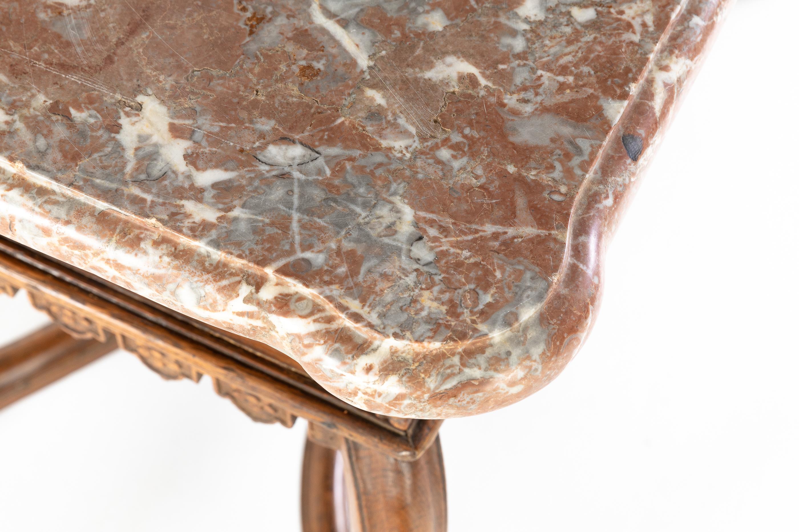 18th Century and Earlier Early 18th Century Belgian Oak Side Table with Marble Top For Sale