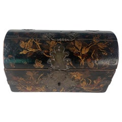 Antique Early 18th Century Black Japanned Trinket/Jewel Box