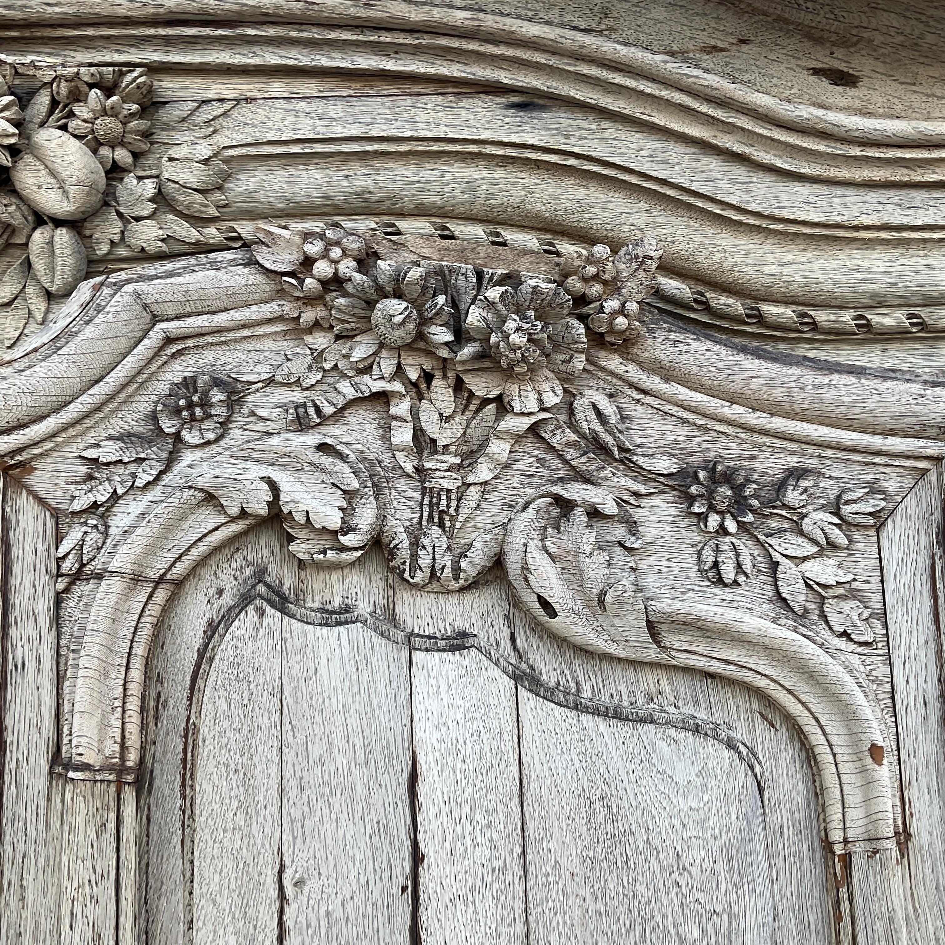 18th Century and Earlier Early 18th Century Bleached Oak Wedding Armoire from France