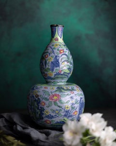 Early 18th Century Blue and White Dutch Delft Clobbered Vase