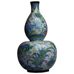 Early 18th Century Blue and White Dutch Delft Clobbered Vase
