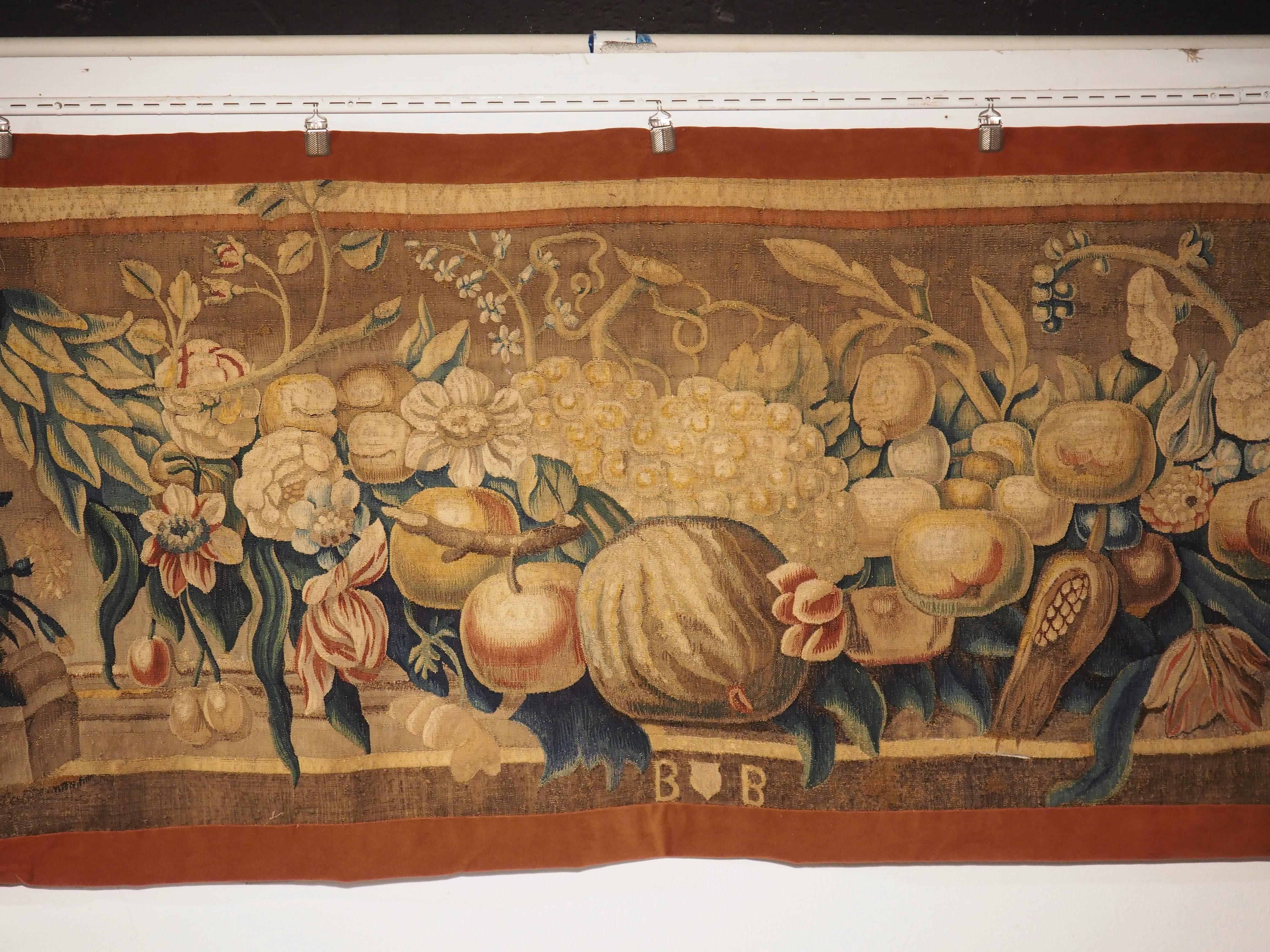 Early 18th Century Brabant Brussels Tapestry Fragment with Swag and Rams Heads For Sale 3