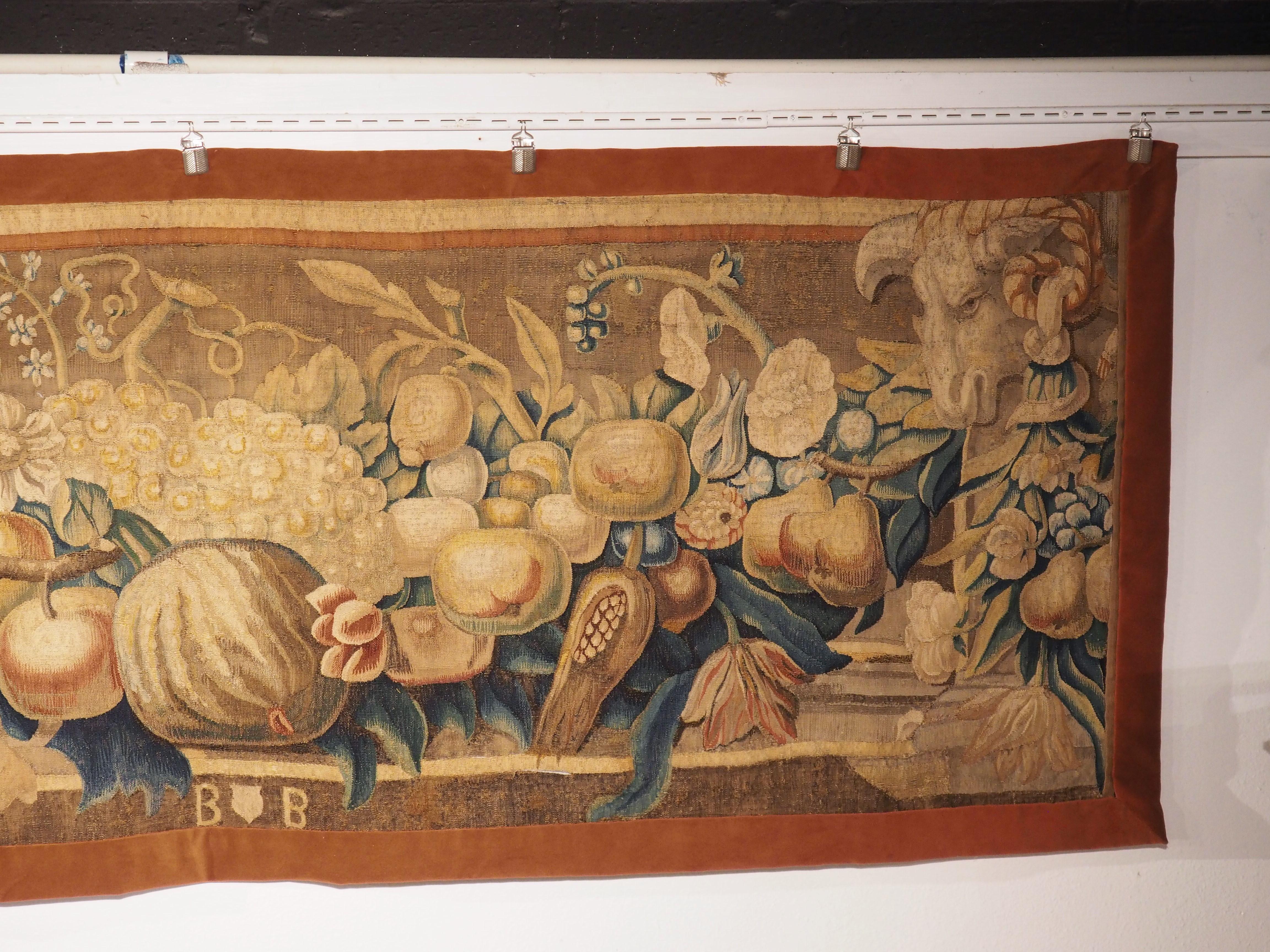 Early 18th Century Brabant Brussels Tapestry Fragment with Swag and Rams Heads For Sale 4