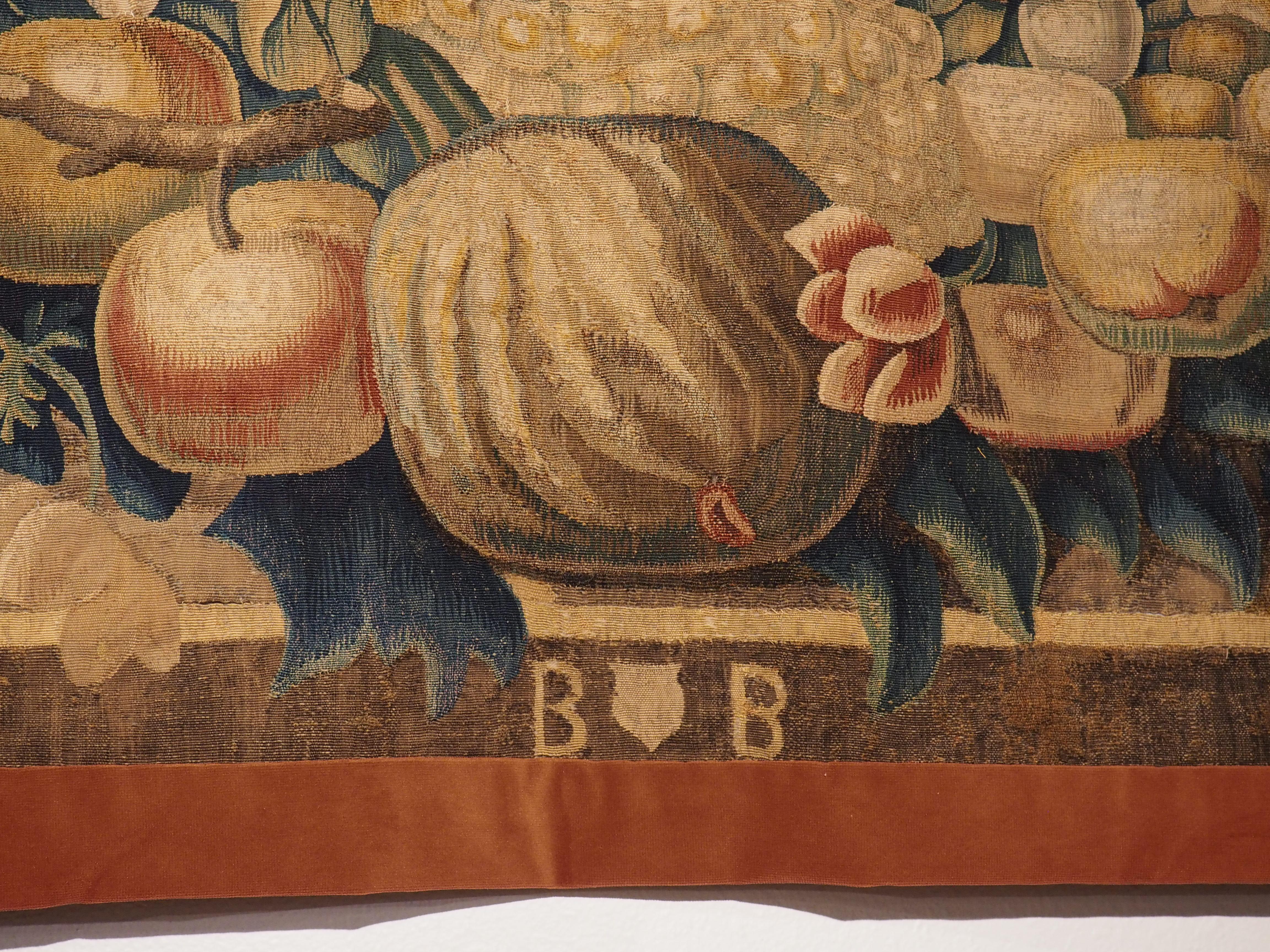 Early 18th Century Brabant Brussels Tapestry Fragment with Swag and Rams Heads In Good Condition For Sale In Dallas, TX