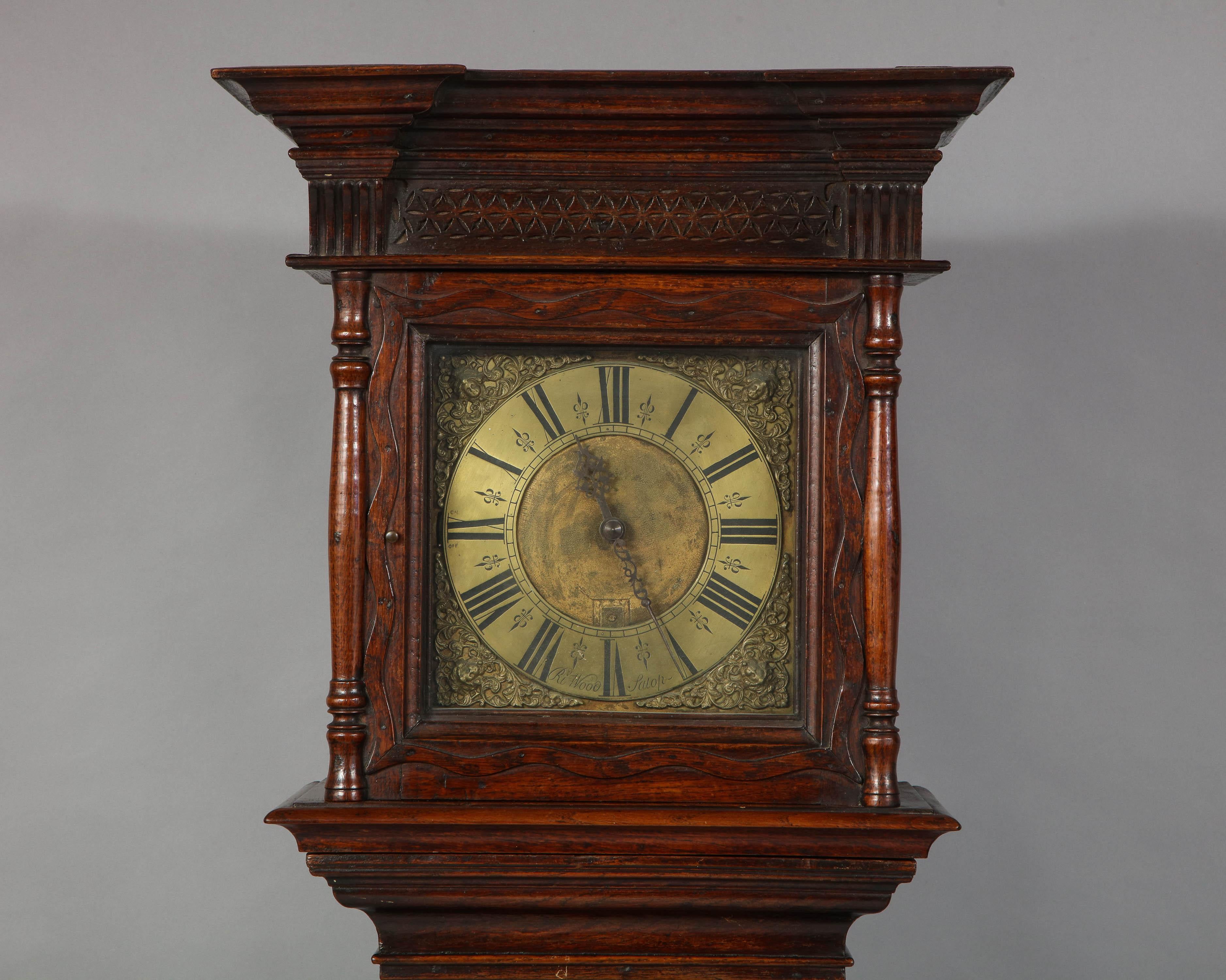 English Early 18th Century Brass Dial Clock