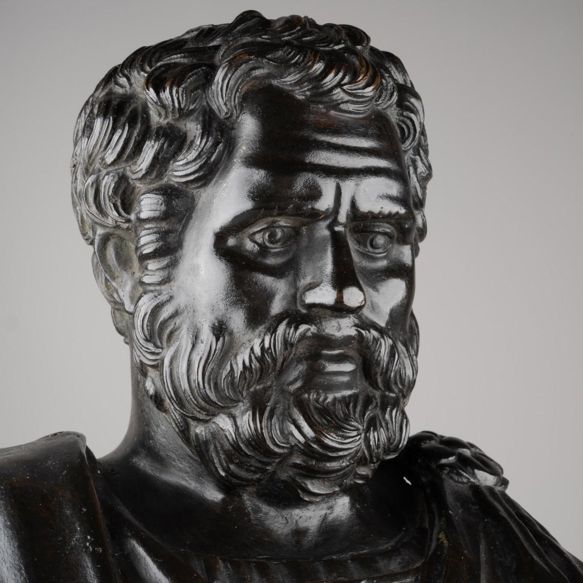 18th Century and Earlier Early 18th Century Bronze Bust of a Roman Emperor or General For Sale