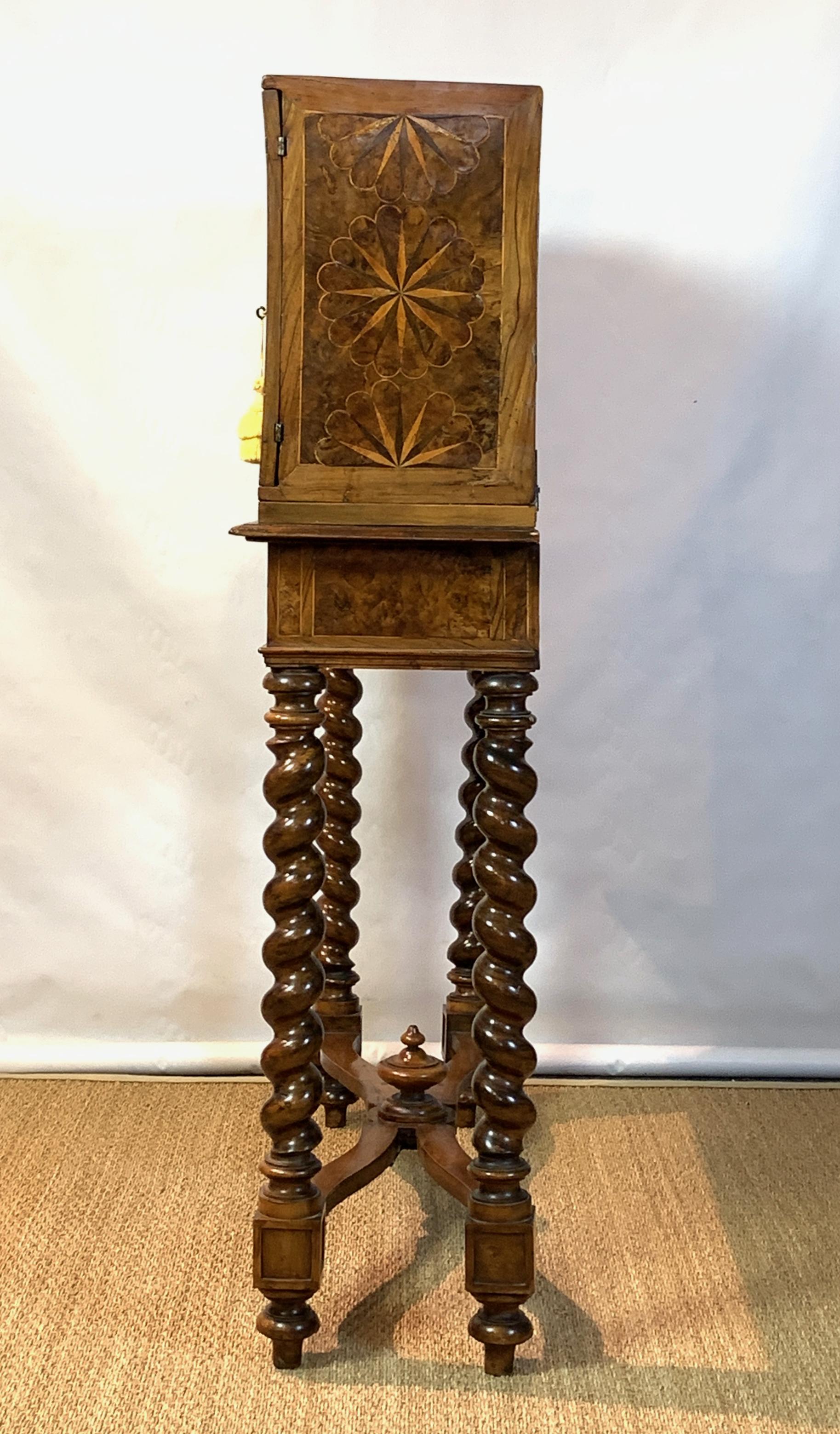 Hand-Crafted Early 18th Century Burl Walnut Cabinet on Stand