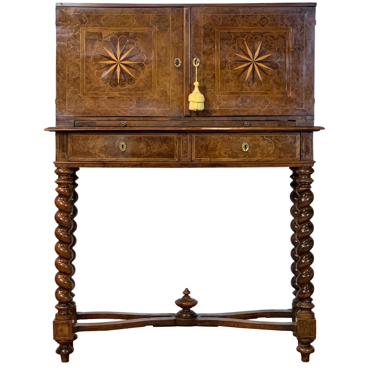 Early 18th Century Burl Walnut Cabinet on Stand