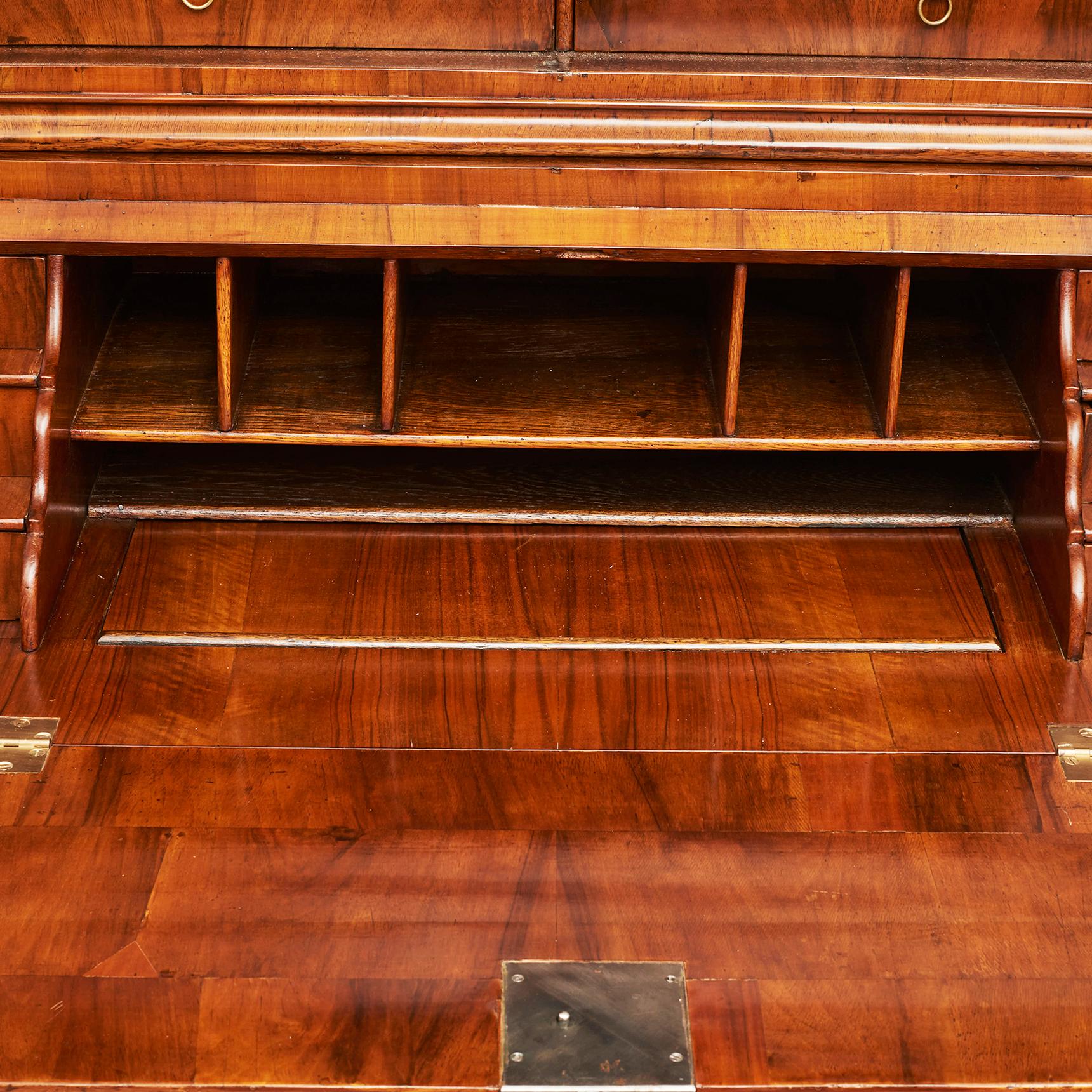 Baroque Early 18th Century Burl Walnut Veneered Bureau Cabinet For Sale