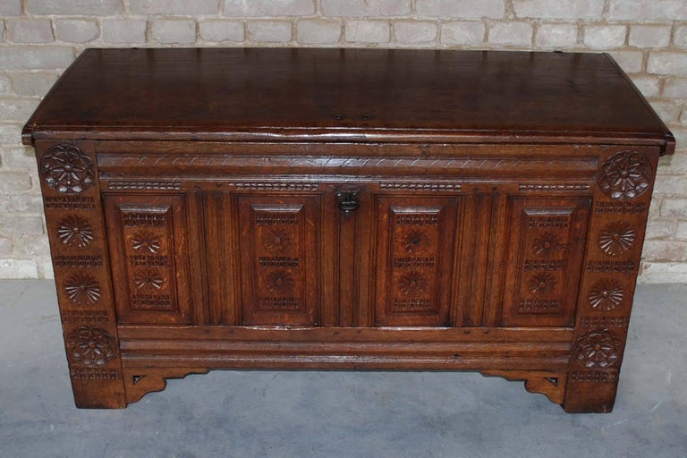 Early 18th Century Carved Oak Dutch Maids Chest For Sale at 1stDibs
