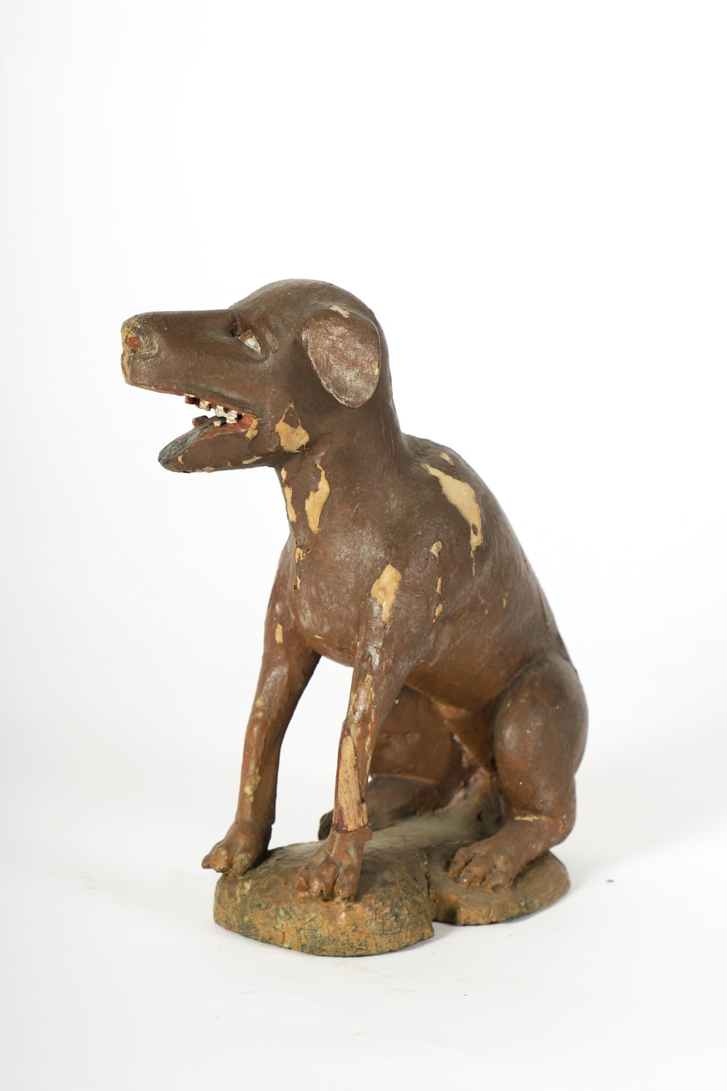 German Early 18th Century Carved Wood Dog Figure of the St. Rochus of Montpellier For Sale