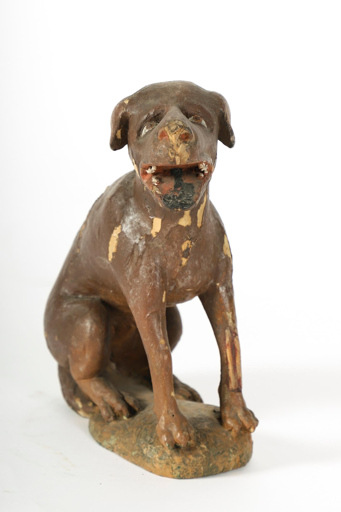 Painted Early 18th Century Carved Wood Dog Figure of the St. Rochus of Montpellier For Sale