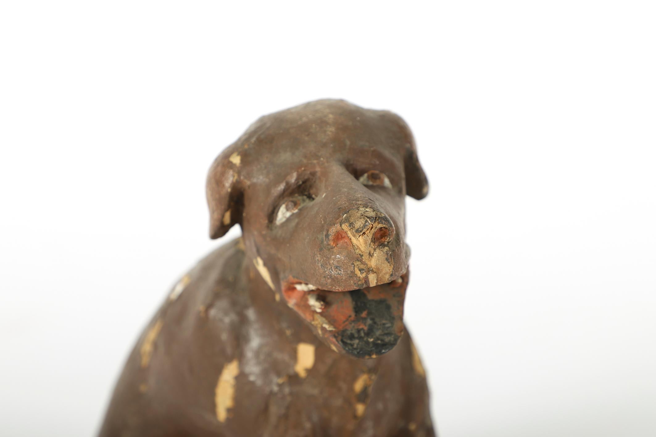 Early 18th Century Carved Wood Dog Figure of the St. Rochus of Montpellier In Fair Condition For Sale In Vienna, Vienna