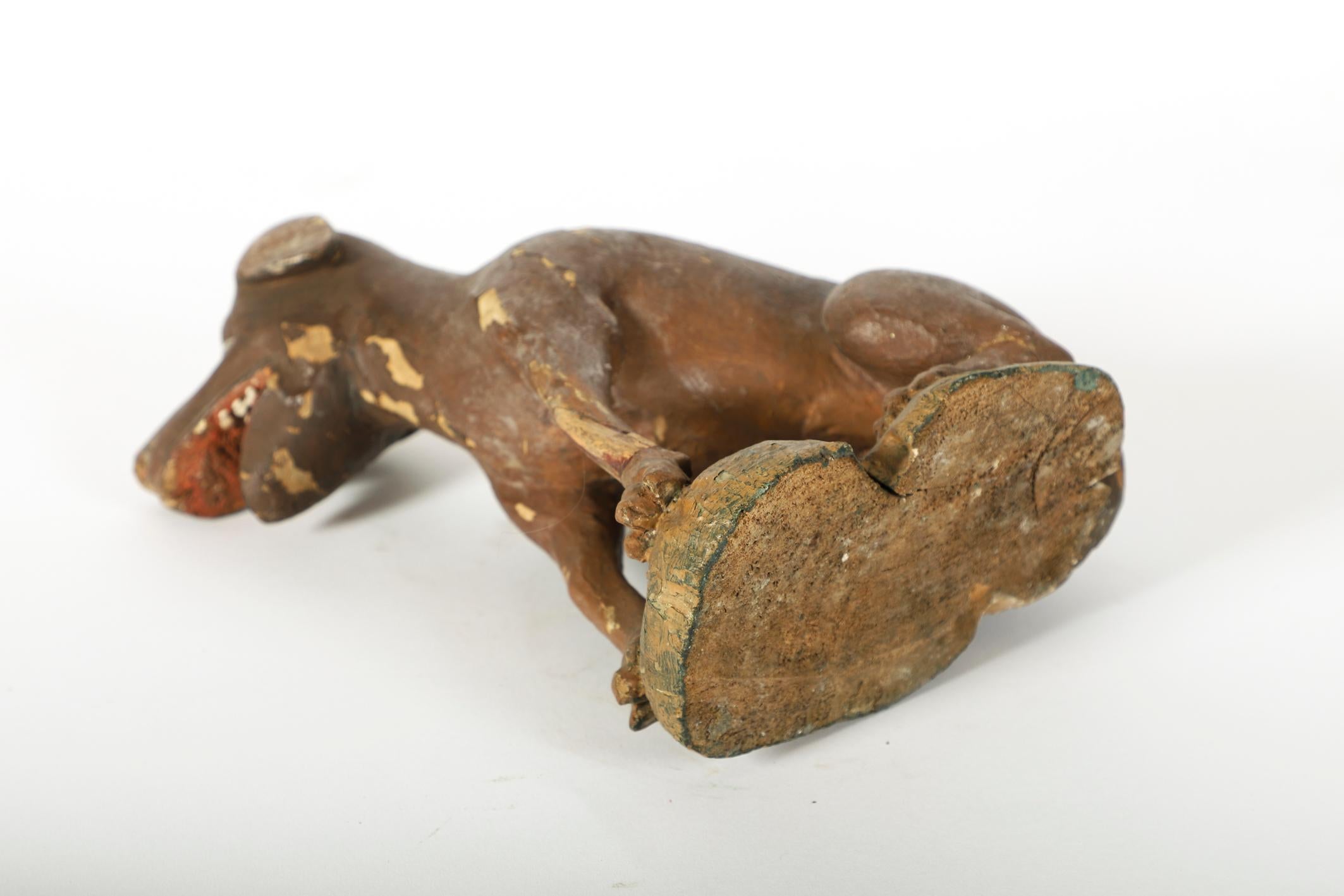 Early 18th Century Carved Wood Dog Figure of the St. Rochus of Montpellier For Sale 3
