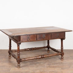 Early 18th Century Chestnut Large Console Table or Island with Six Drawers