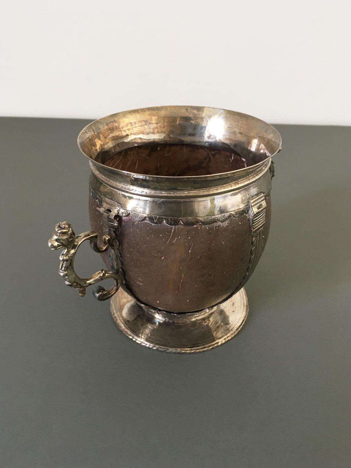 Hand-Crafted Early 18th Century Coconut and Silver Cup For Sale
